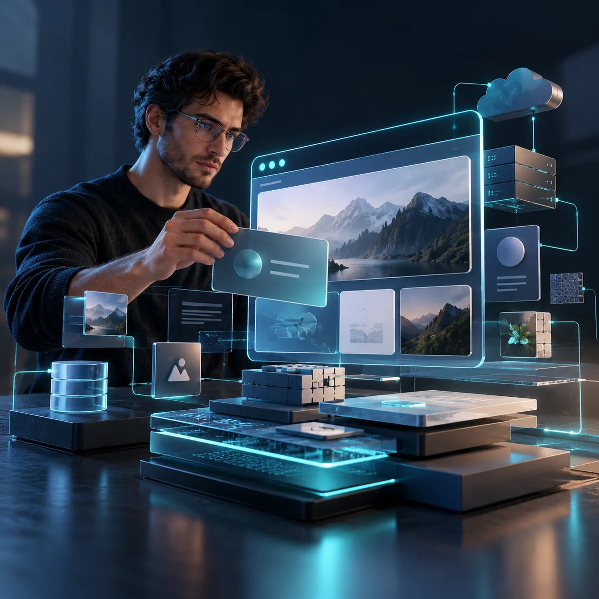 Web developer building a reliable website from modular components
