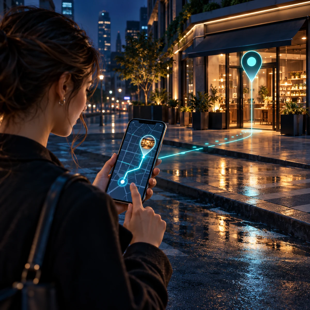 Customer finding a nearby business through search