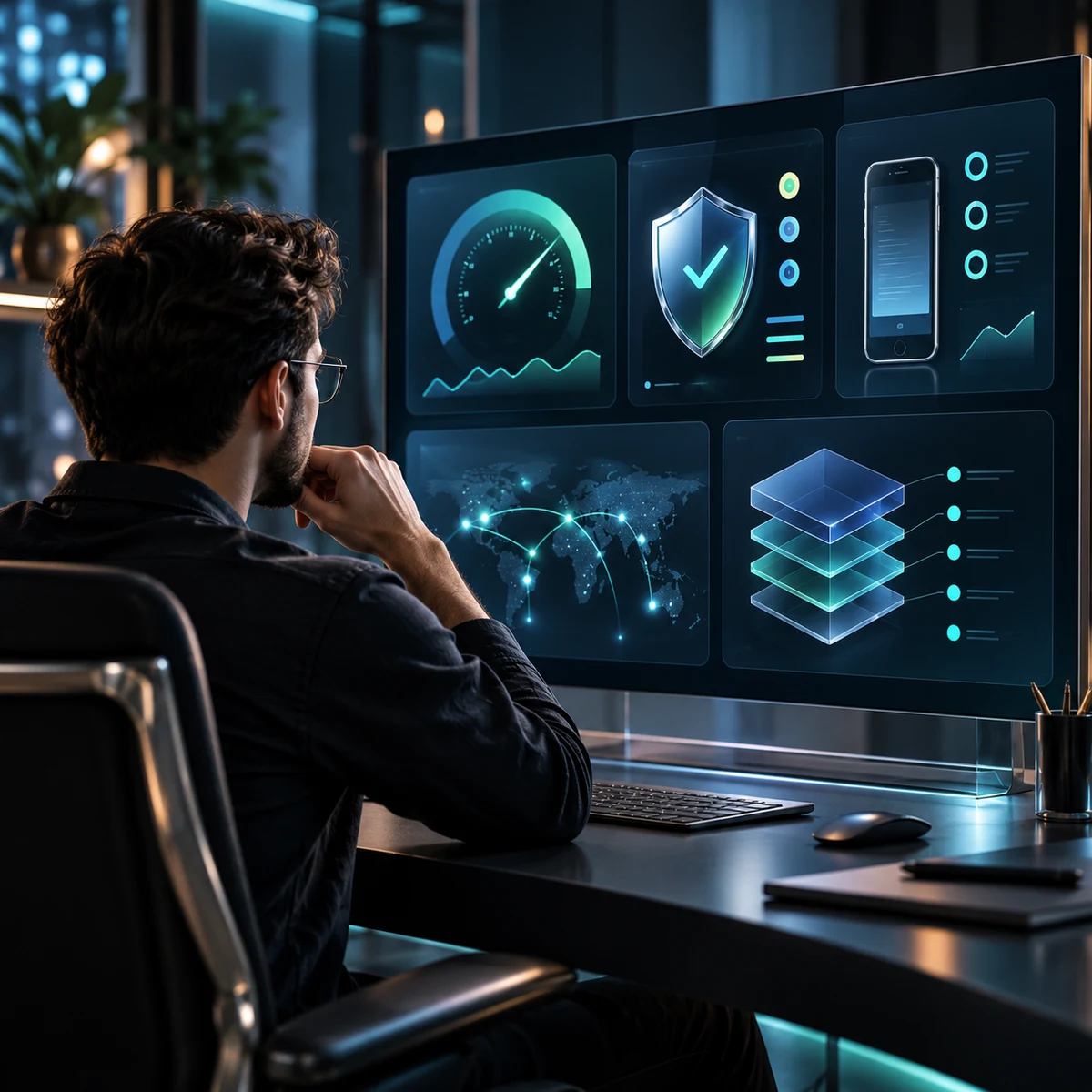 SEO professional reviewing website audit data