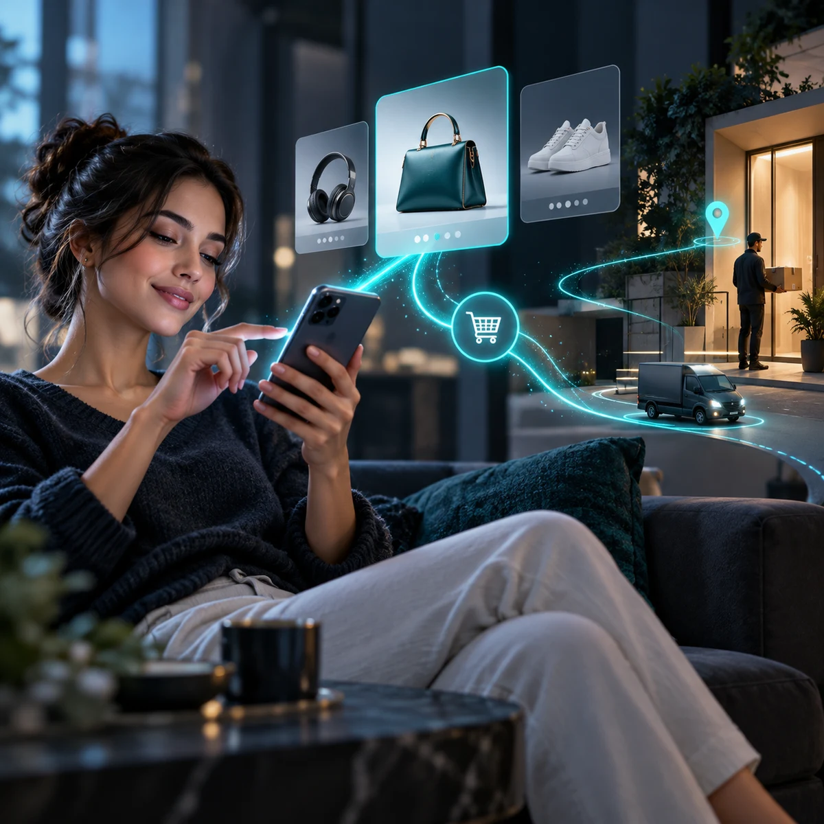 Customer browsing products on a smartphone