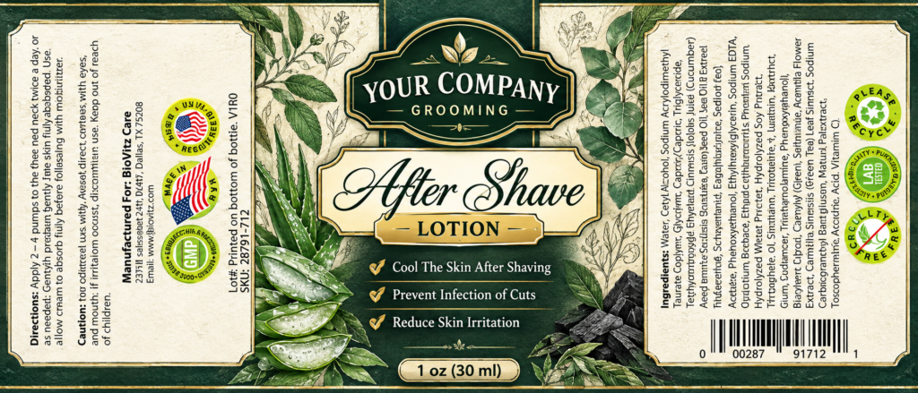 After-Shave Lotion Skin Care Label – Botanical & Natural Design