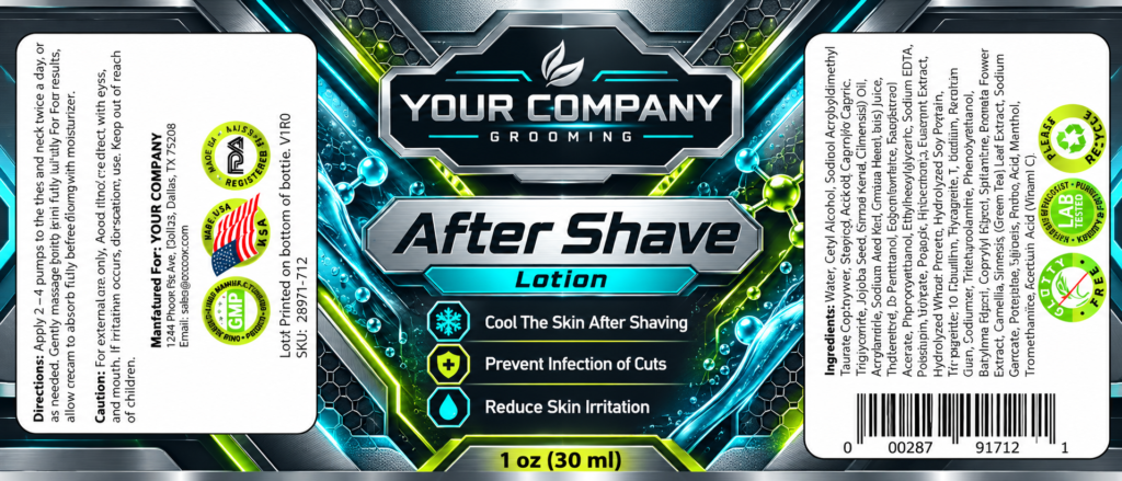 After-Shave Lotion Skin Care Label – Futuristic & Neon Design