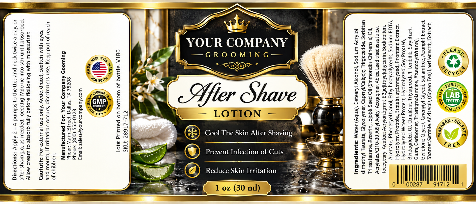 After-Shave Lotion Skin Care Label – Luxury & Premium Design