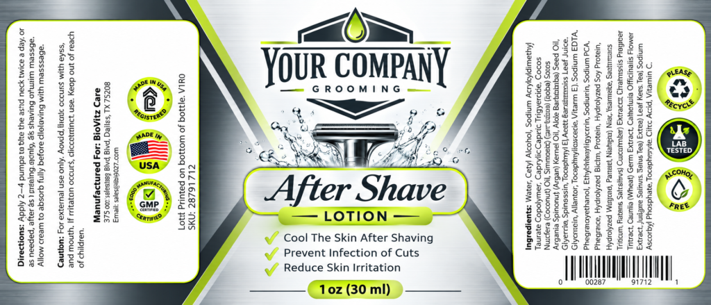 After-Shave Lotion Skin Care Label – Modern & Clean Design