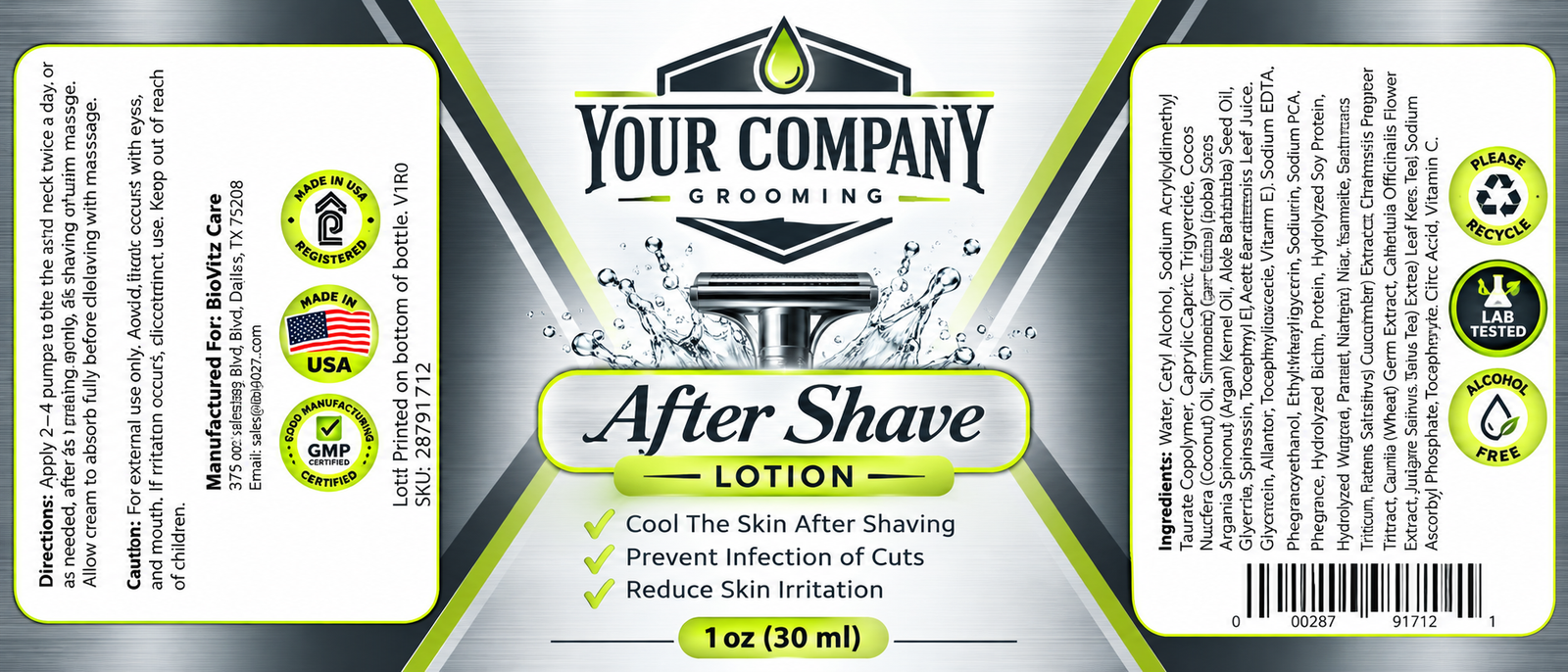 After-Shave Lotion Skin Care Label – Modern & Clean Design