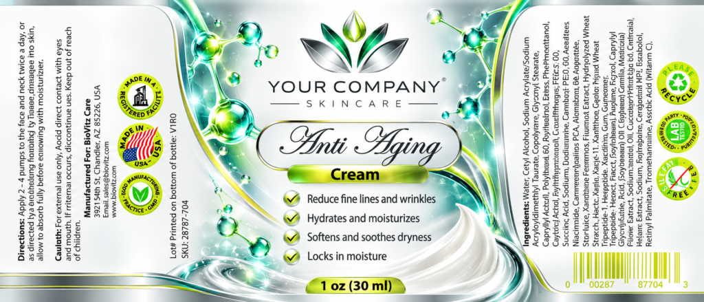 Anti-Aging Cream Skin Care Label – Futuristic & Neon Design