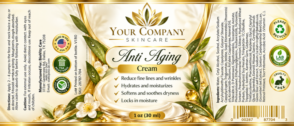 Anti-Aging Cream Skin Care Label – Luxury & Premium Design