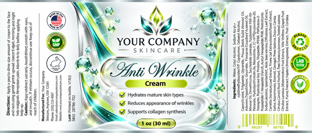 Anti-Wrinkle Cream Skin Care Label – Futuristic & Neon Design