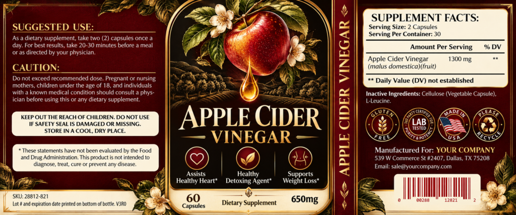 Apple Cider Vinegar Supplement Label – Luxury & Premium Design