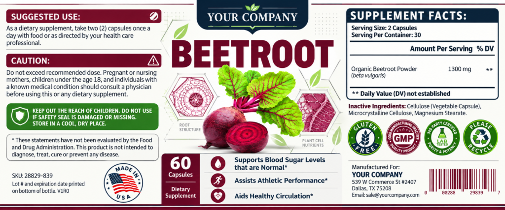Beetroot Supplement Label – Classic & Elegant Design