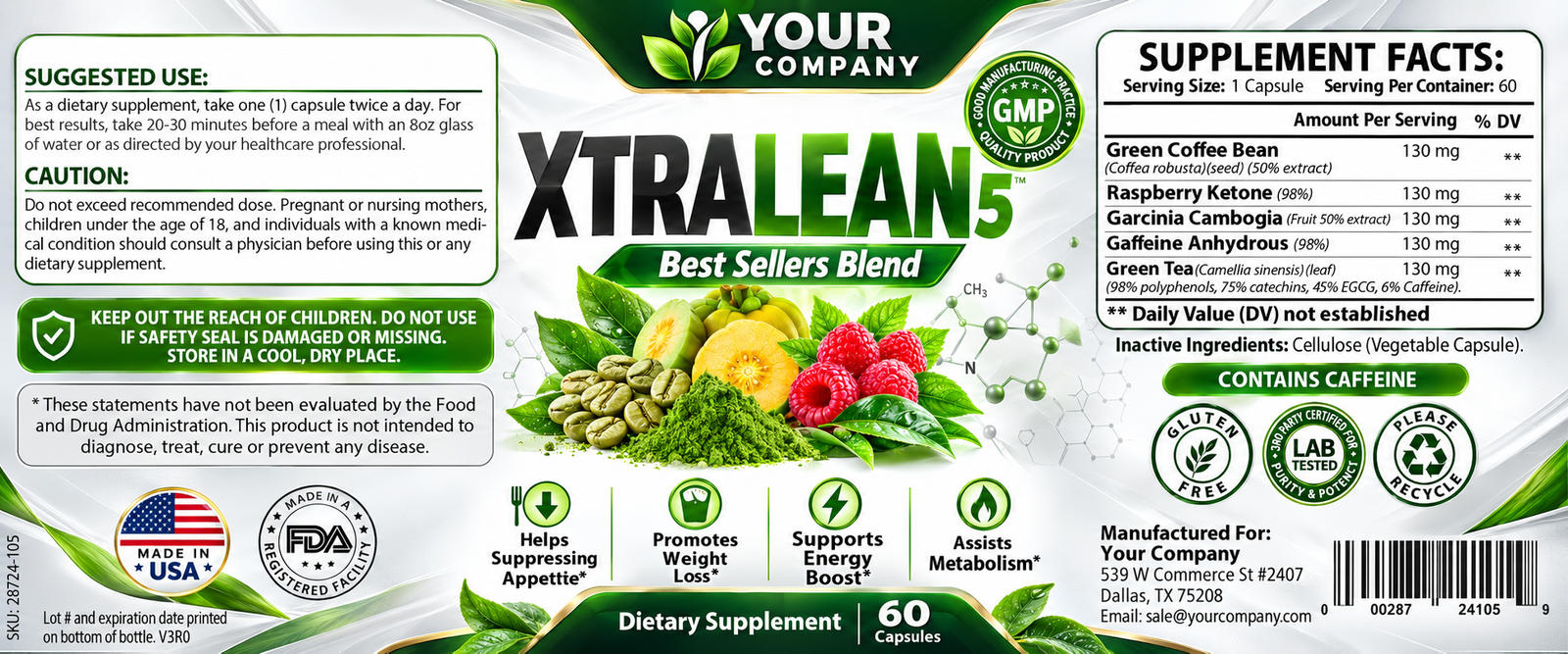 Best Sellers Blend Supplement Label – Classic & Elegant Design