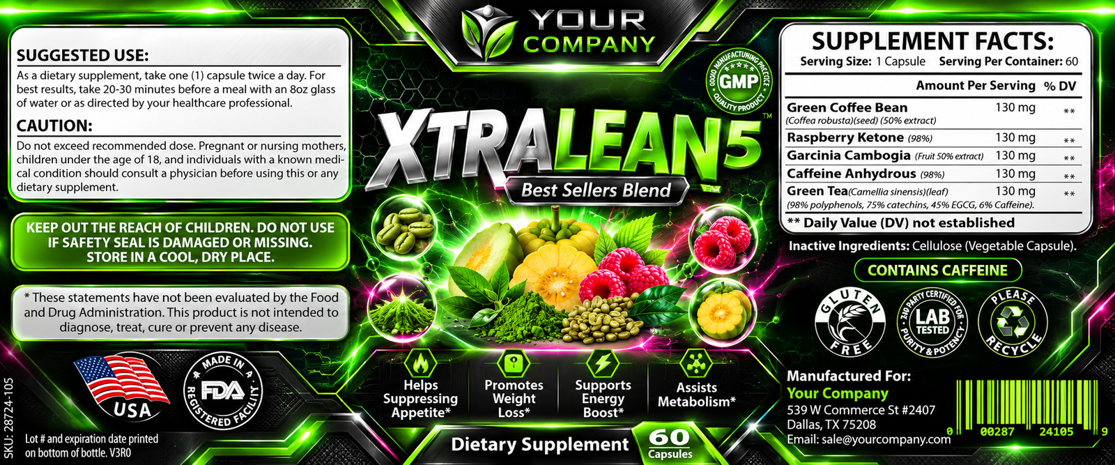 Best Sellers Blend Supplement Label – Futuristic & Neon Design