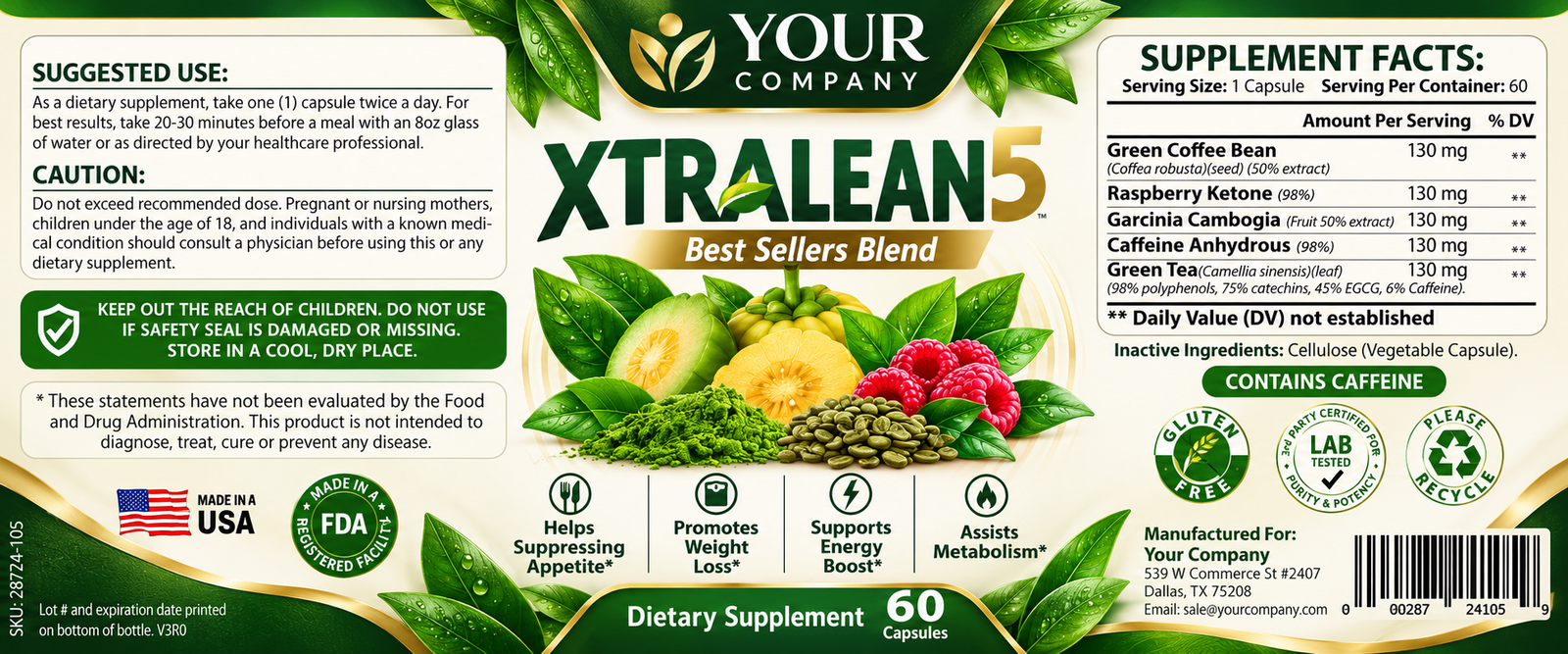 Best Sellers Blend Supplement Label – Modern & Clean Design