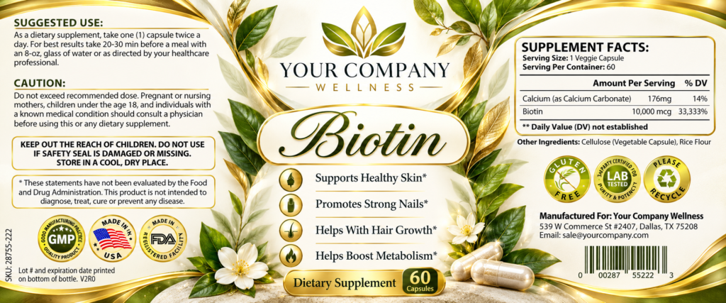 Biotin Pure Skin Care Label – Luxury & Premium Design