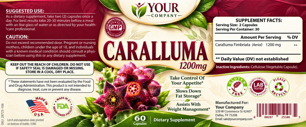 Caralluma Supplement Label – Botanical & Natural Design