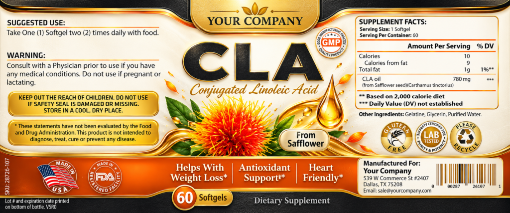 CLA Softgel Supplement Label – Luxury & Premium Design