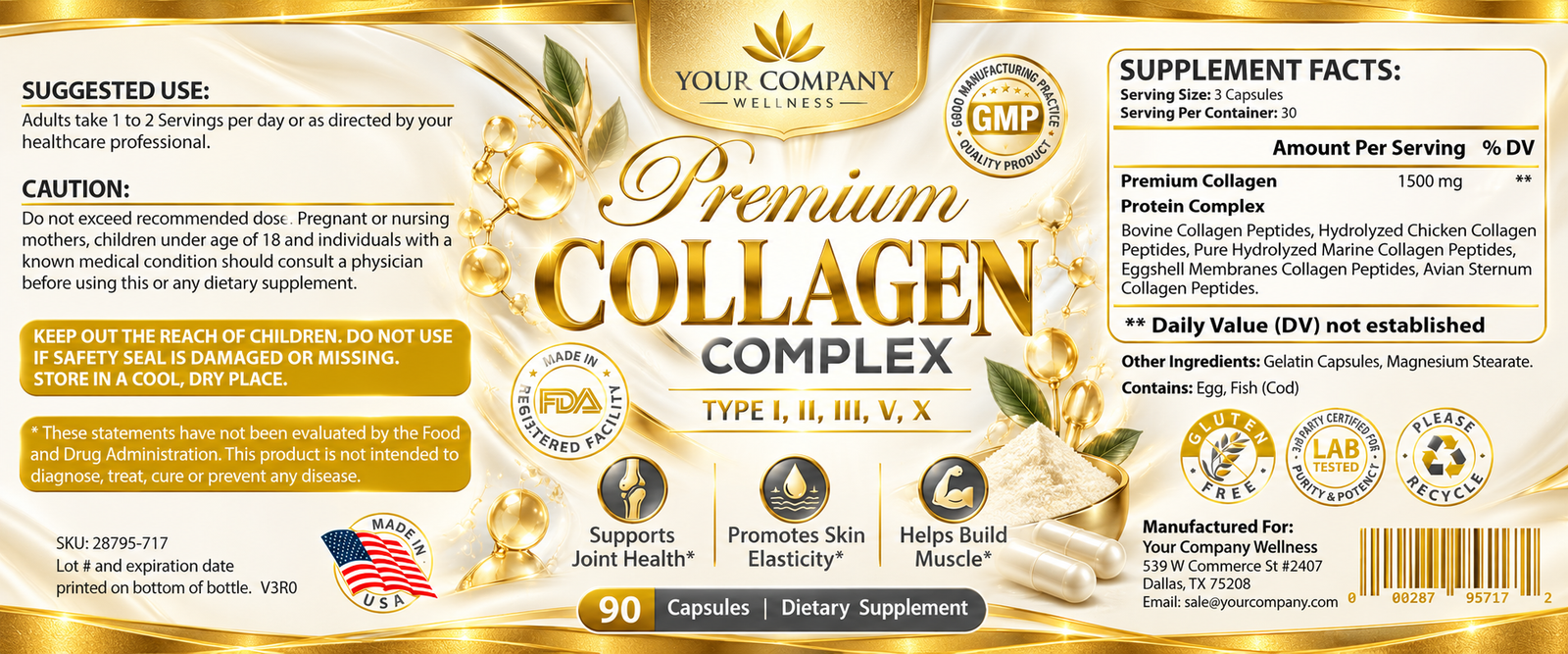 Collagen Complex Skin Care Label – Luxury & Premium Design