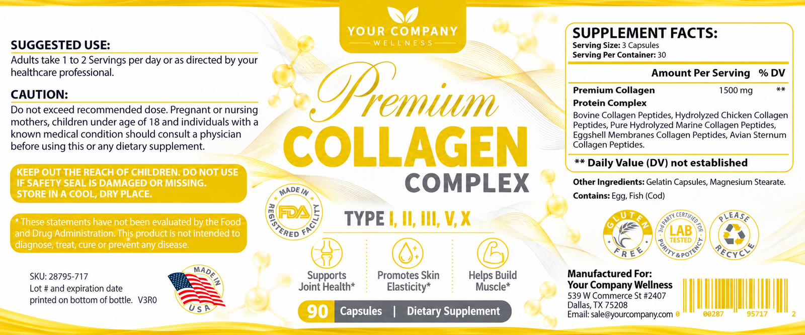 Collagen Complex Skin Care Label – Modern & Clean Design
