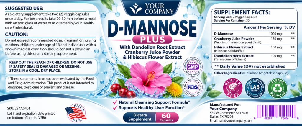 D-Mannose Plus Supplement Label – Classic & Elegant Design