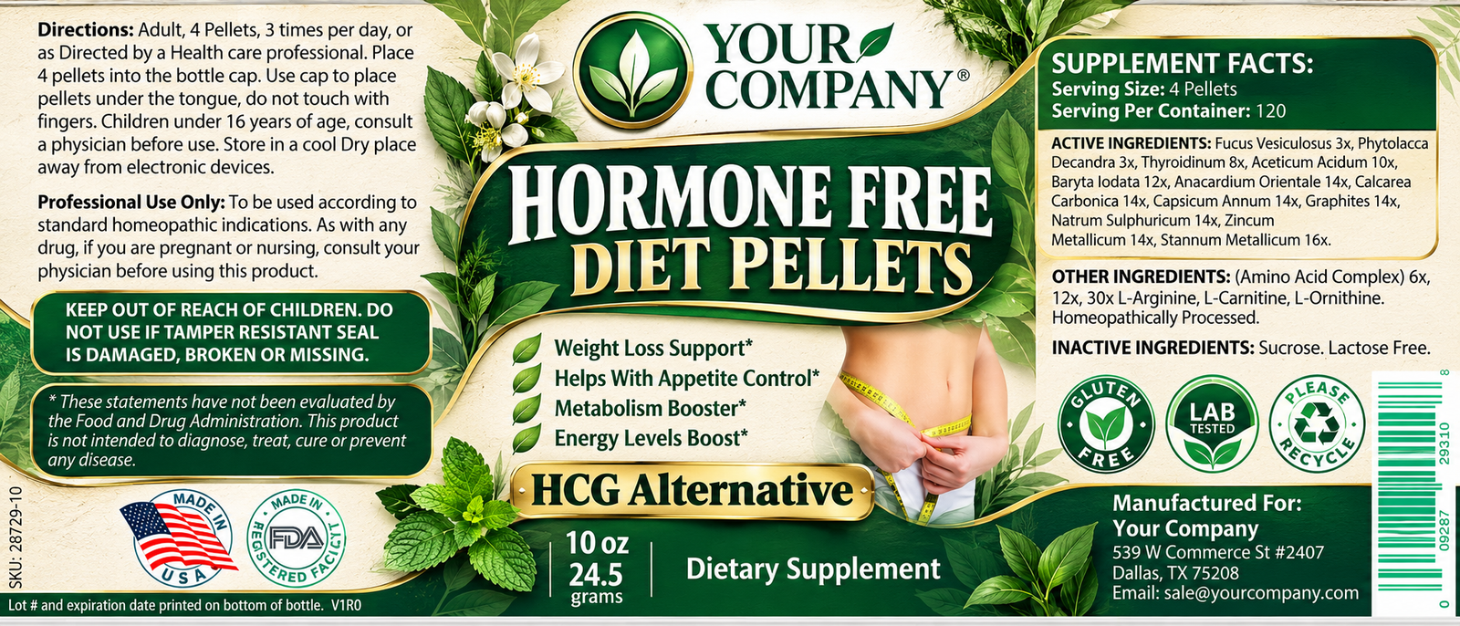 Diet Pellets Supplement Label – Botanical & Natural Design