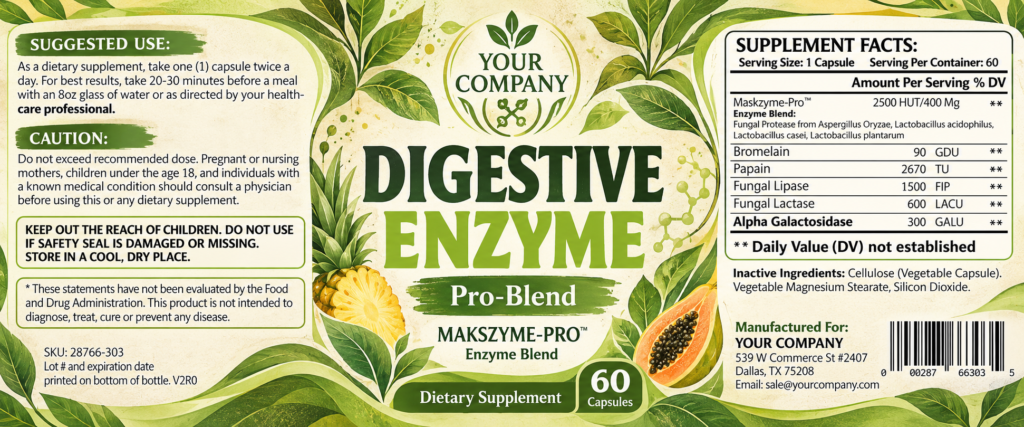 Digestive Enzyme Supplement Label – Botanical & Natural Design