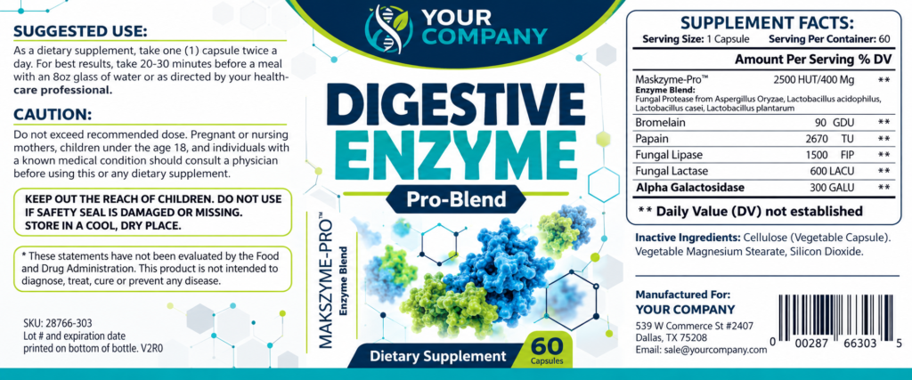 Digestive Enzyme Supplement Label – Classic & Elegant Design