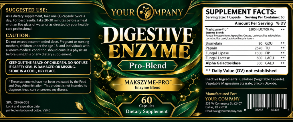 Digestive Enzyme Supplement Label – Luxury & Premium Design