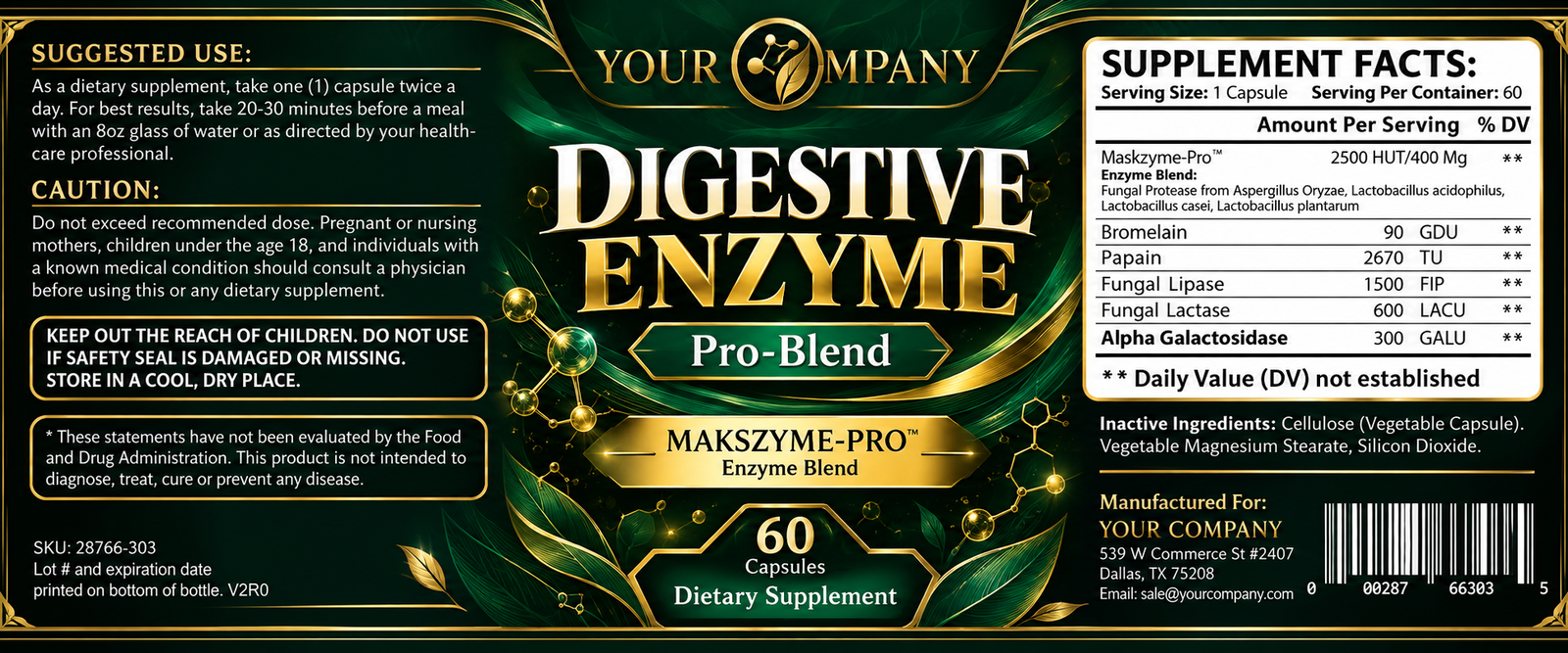 Digestive Enzyme Supplement Label – Luxury & Premium Design