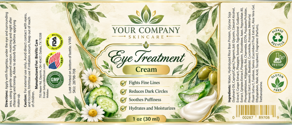 Eye Treatment Cream Skin Care Label – Botanical & Natural Design