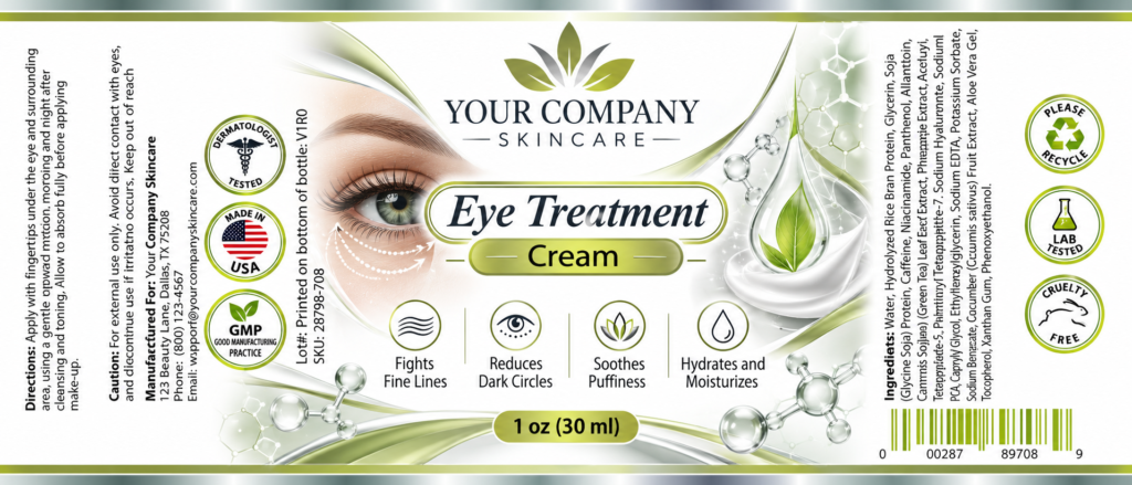 Eye Treatment Cream Skin Care Label – Classic & Elegant Design