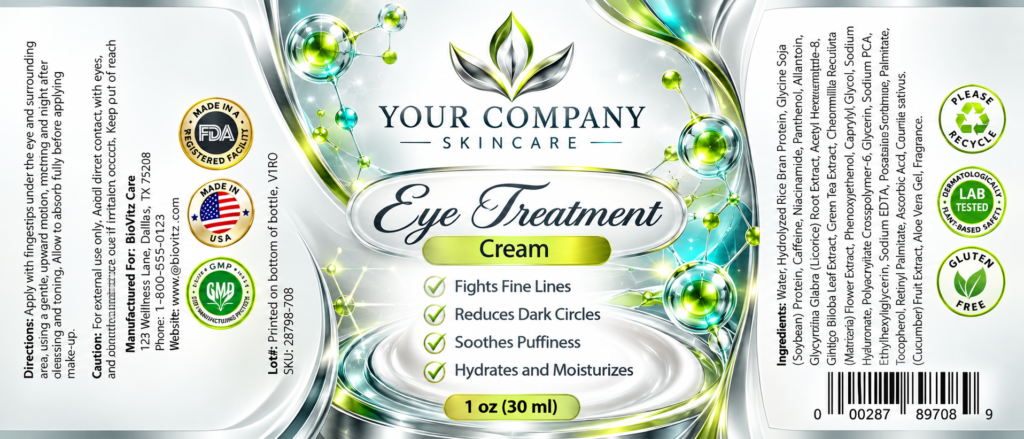 Eye Treatment Cream Skin Care Label – Futuristic & Neon Design
