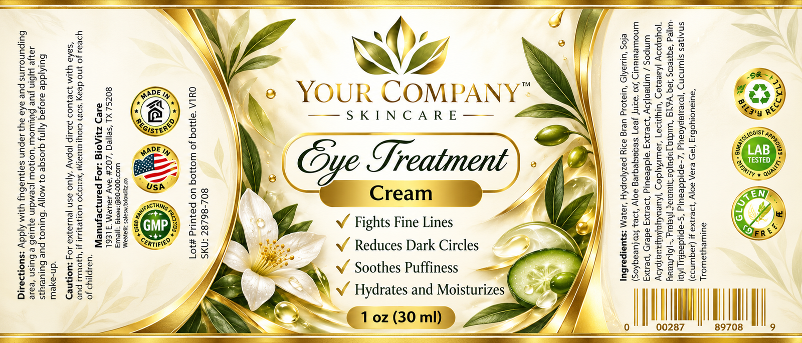 Eye Treatment Cream Skin Care Label – Luxury & Premium Design