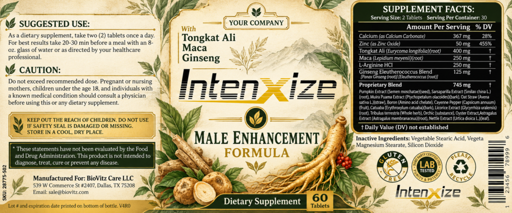 IntenXize Supplement Label – Botanical & Natural Design