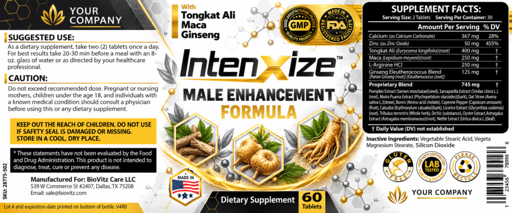IntenXize Supplement Label – Classic & Elegant Design