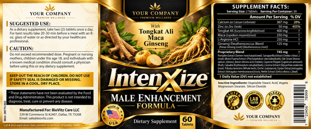 IntenXize Supplement Label – Luxury & Premium Design