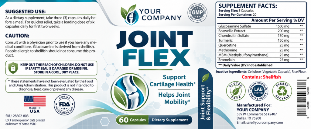 Joint Flex Supplement Label – Classic & Elegant Design