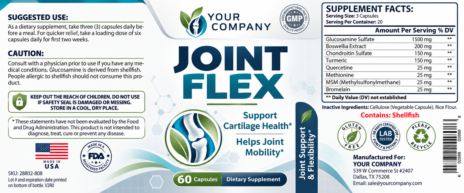 Joint Flex Supplement Label – Classic & Elegant Design