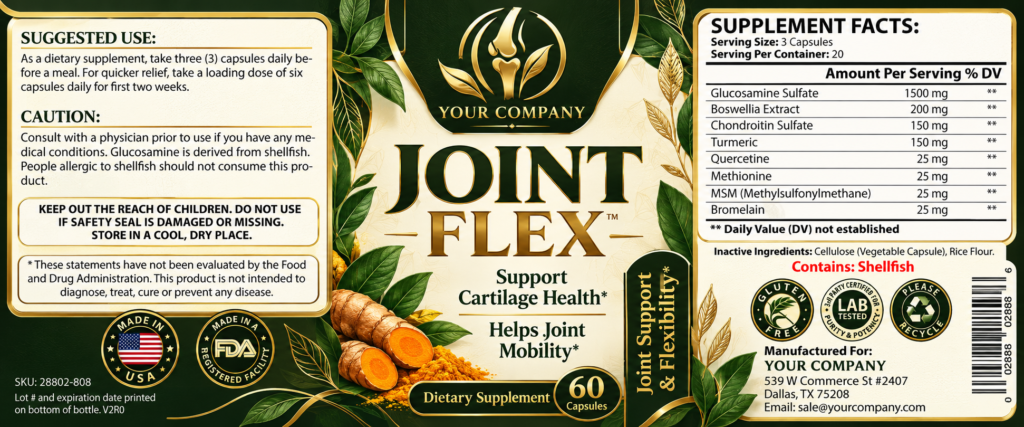 Joint Flex Supplement Label – Luxury & Premium Design