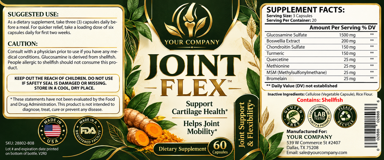 Joint Flex Supplement Label – Luxury & Premium Design