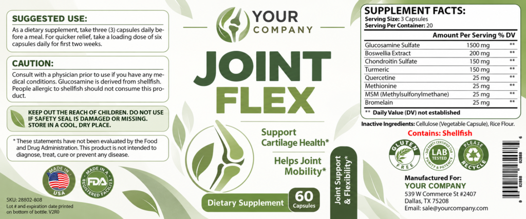 Joint Flex Supplement Label – Modern & Clean Design
