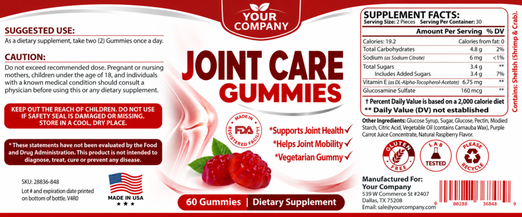 Joint Health Gummies Supplement Label – Modern & Clean Design