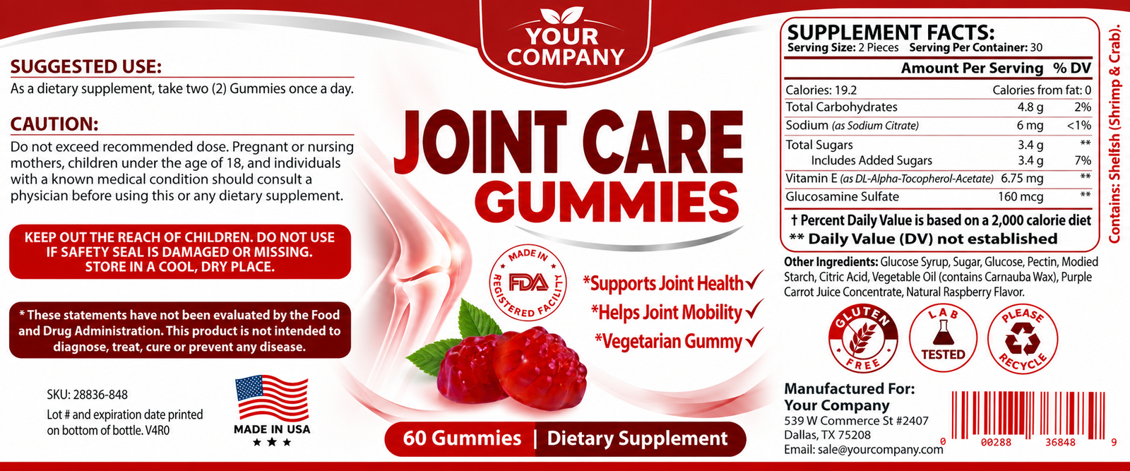 Joint Health Gummies Supplement Label – Modern & Clean Design