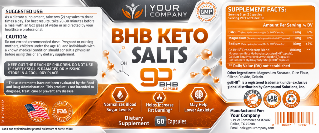 Keto Salt BHB Supplement Label – Classic & Elegant Design
