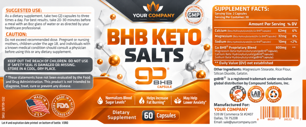Keto Salt BHB Supplement Label – Modern & Clean Design