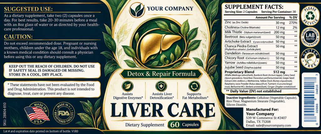 Liver Care Supplement Label – Luxury & Premium Design
