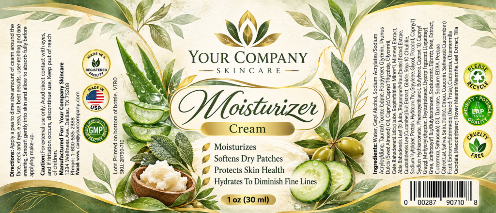 Moisturizer Cream Skin Care Label – Botanical & Natural Design