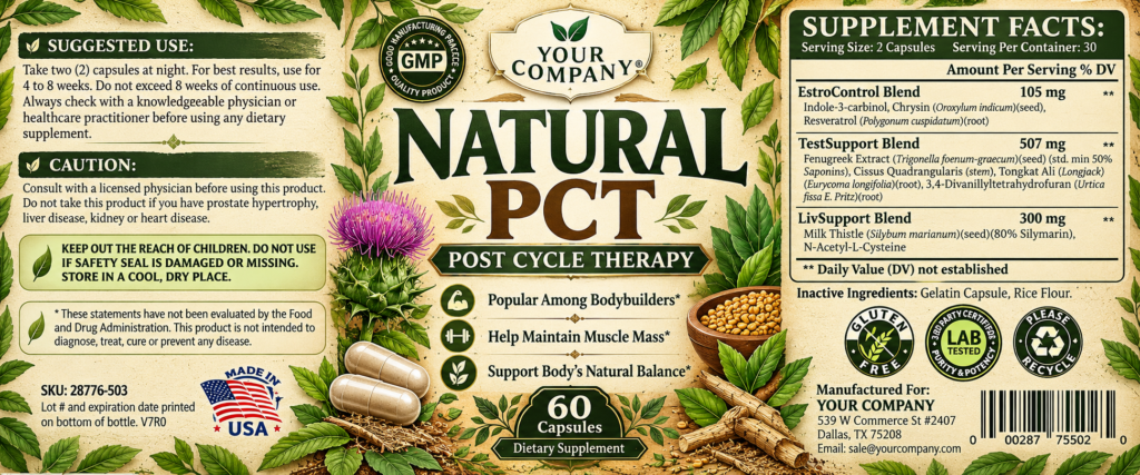 Natural PCT Supplement Label – Botanical & Natural Design
