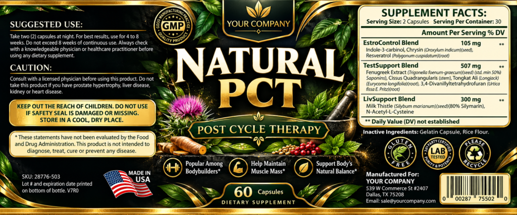 Natural PCT Supplement Label – Luxury & Premium Design