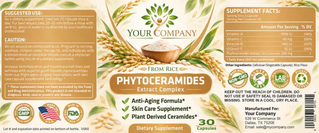 Phytoceramides from Rice Skin Care Label – Botanical & Natural Design
