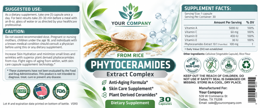 Phytoceramides from Rice Skin Care Label – Classic & Elegant Design